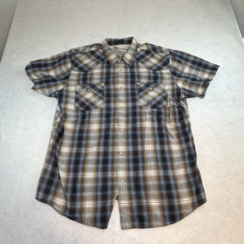 Bullhead‎ Pearl Snap Western Button Up Short Sleeve Shirt Mens 2XL  Large
